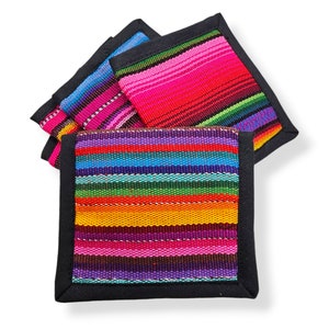 Guatemalan Wallet with Mexican Sarape Design and Striped Pattern, Unisex Multi Color Fabric Wallet, Bohemian Purse, Ethnic Textile Accessory