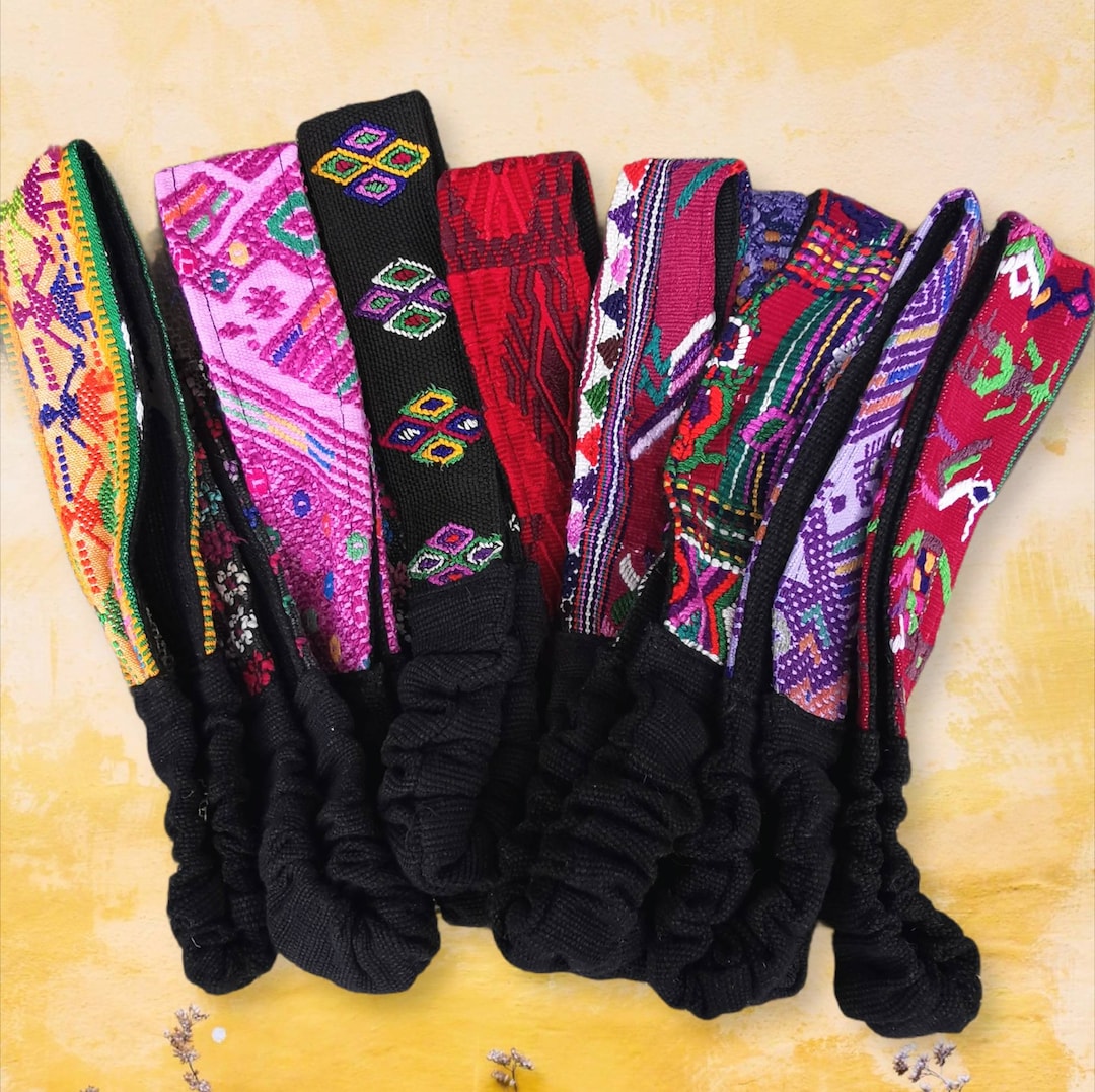 Embroidered Headband, Guatemalan Hair Accessory, Multi Colour, Stretchy