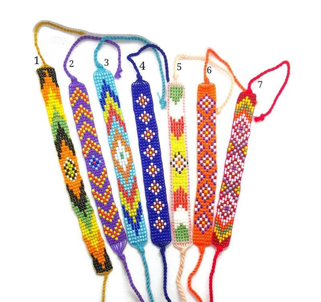 Beaded Friendship Bracelets Patterned Multi Color Boho Etsy