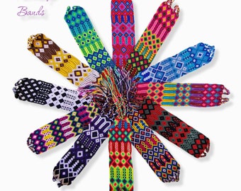 Mexican Woven Friendship Bracelets, Wide Design, Multi Colour, Wide Cuff Bracelet, Macrame Wristband, Hippie Fashion, Boho