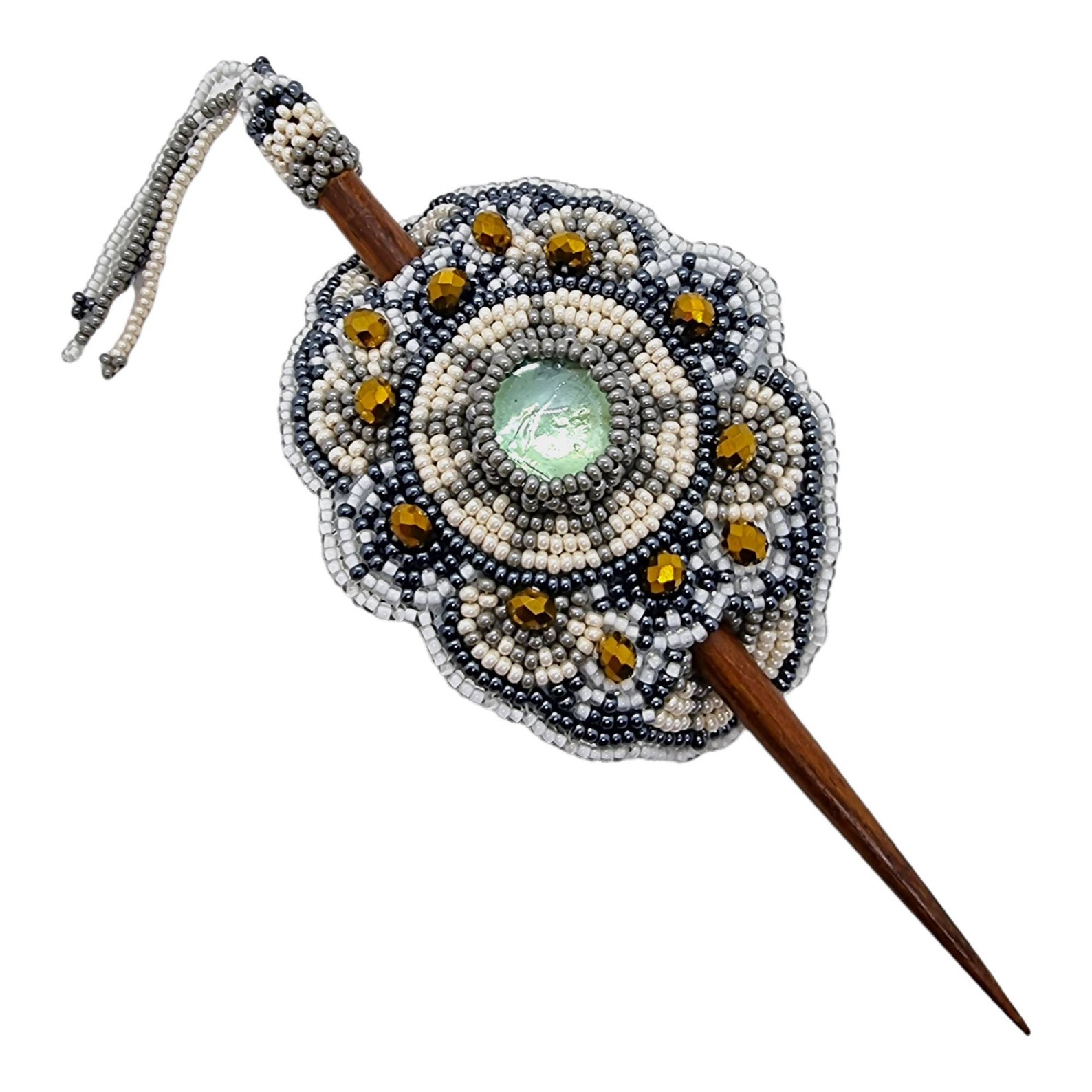 Hair Clip With Stickbarrettebeaded Hairclipwooden Bead Etsy UK