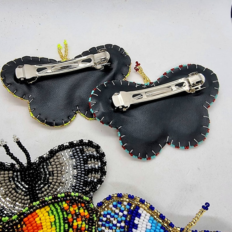 Butterfly Beaded Barrette Butterfly Hairclip Beaded Hair Etsy