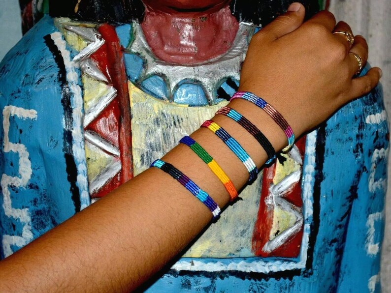 Festival Summer Bracelet Multi Colour Set of 2 Beach Hand woven Silk Friendship Bracelets Best friend Gift Flat Design Boho Chic