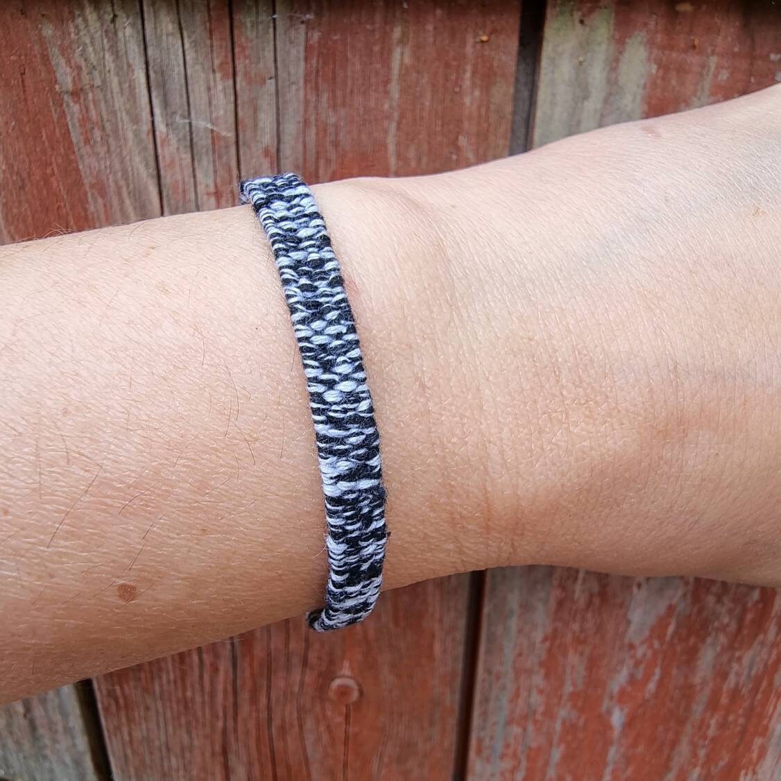 Woven Friendship Bracelet or Anklet Black and White Colour Etsy
