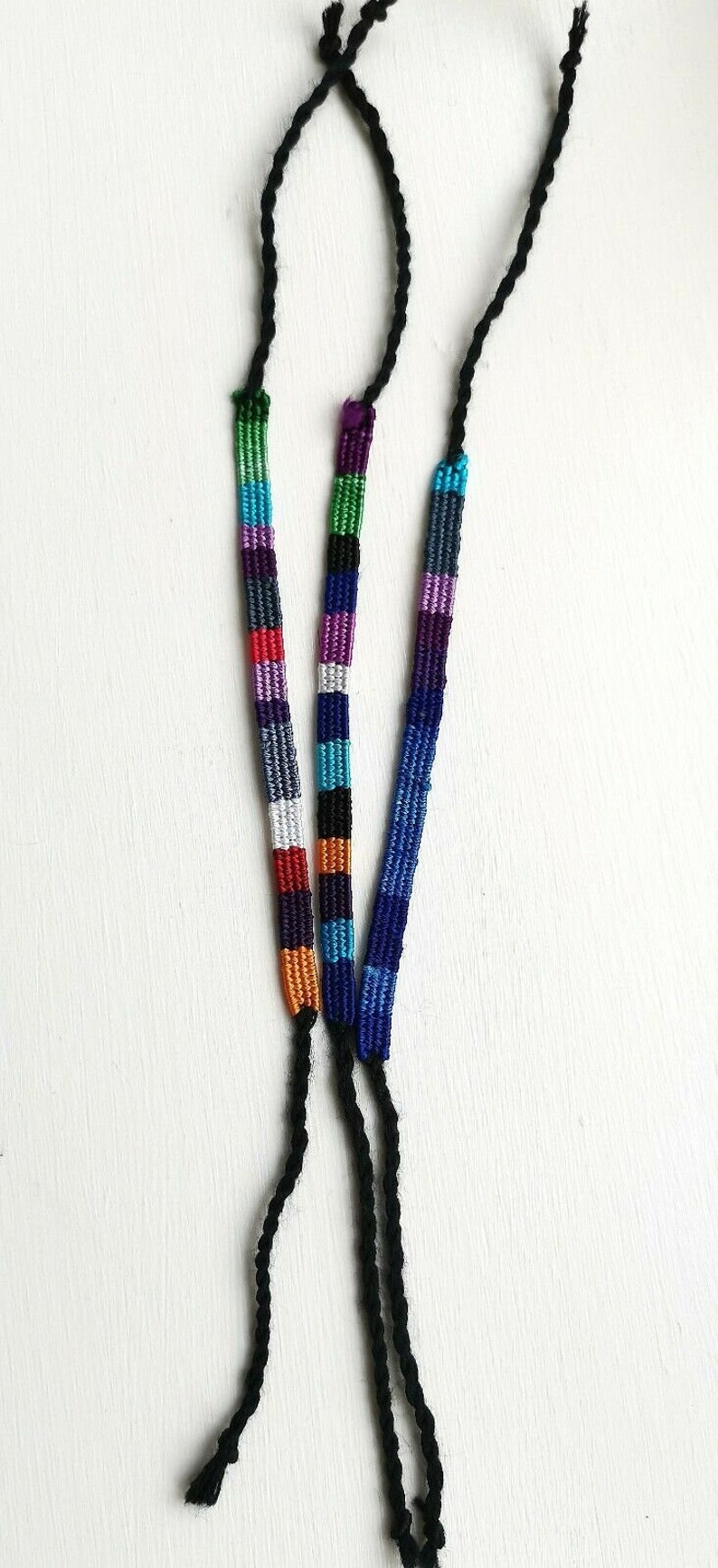 Festival Summer Bracelet Multi Colour Set of 2 Beach Hand woven Silk Friendship Bracelets Best friend Gift Flat Design Boho Chic