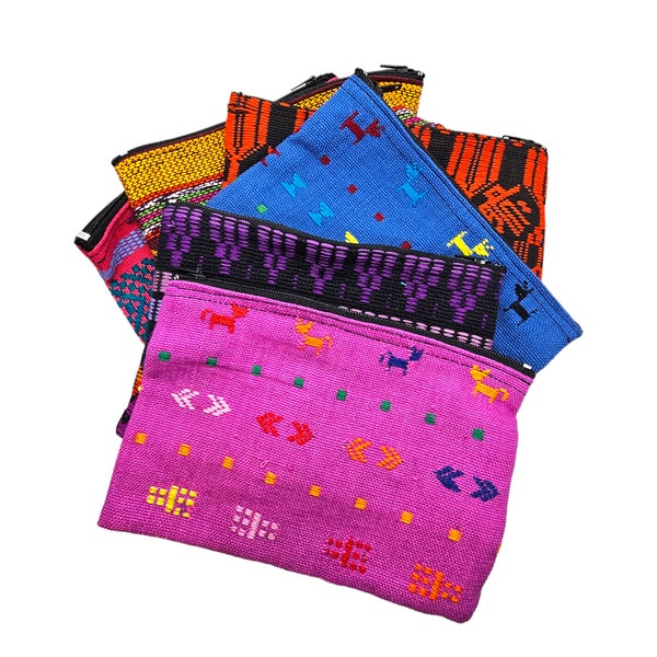 Woven Guatemalan Coin Purse- Boho Chic Coin Bag- Large  Zippered Purse- Hippie Pouch-Ethnic handmade purse- Teachers Gift-Credit Card Holder