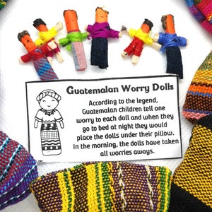 Guatemalan Worry Dolls, 6 Dolls in a Bag, Trouble Dolls for Stress Relief, Kids Party Favours, Thoughtful Friend Gift, Calming Anxiety Gift image 8