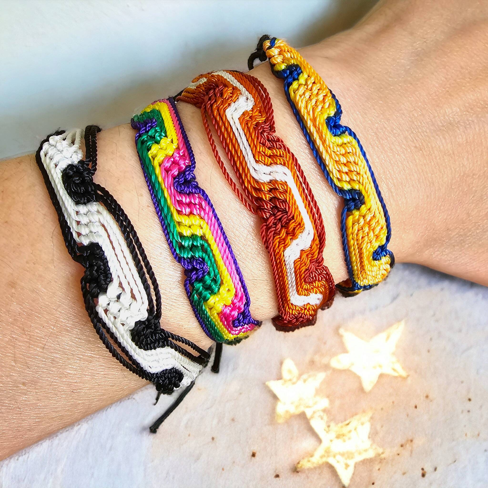 Woven Friendship Bracelets Mexican Wave Design Zigzag Bracelet Knotted in Bright Colors Surfer Wristbands Boho Chic Jewelry Macrame Knotted - Etsy Woven Friendship Bracelets Mexican Wave Design Zigzag Bracelet Knotted in Bright Colors Surfer Wristbands Boho Chic Jewelry Macrame Knotted - Etsy