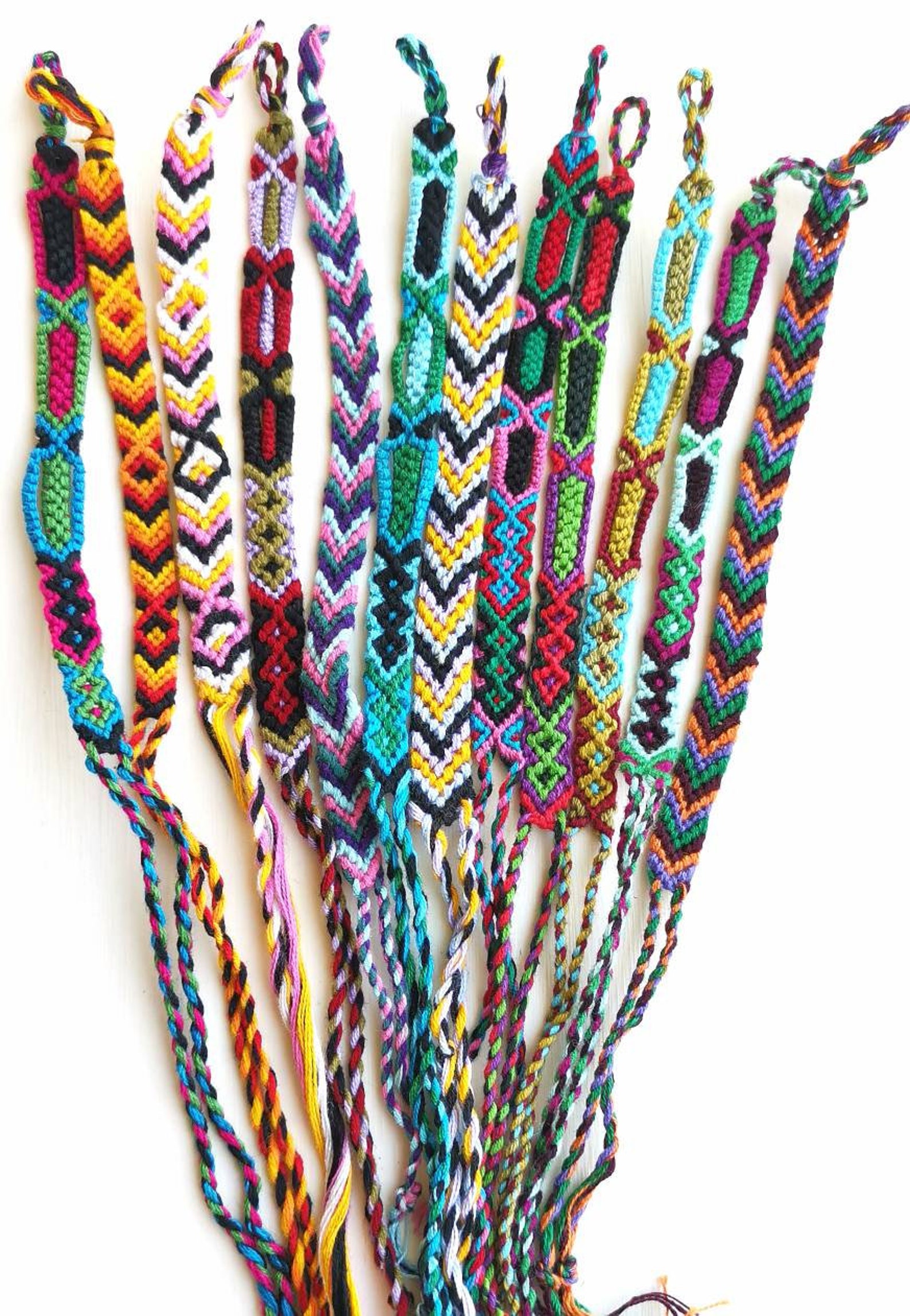 Woven Friendship Bracelets Cotton Set of 12 Multi Colour Etsy UK
