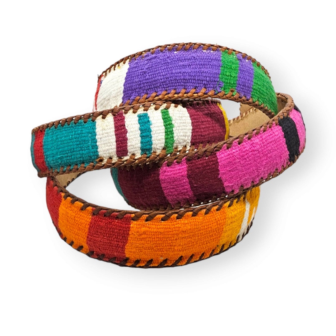 Guatemalan Leather Headband Loomed Ethnic Headband Brigth - Etsy