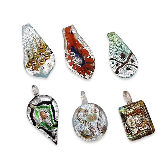 Handmade Lampwork Pendant | Murano Glass Style Pendant | Dichroic Glass Pendant | Teardrop | Heart | Round Shape |Glass Pendant For Necklace