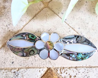 Elegant Sterling Silver Abalone Shell Hair Clips Abalone Shell Silver Barrette: Elegant Hair Clip (60mm) - Etsy main image 4