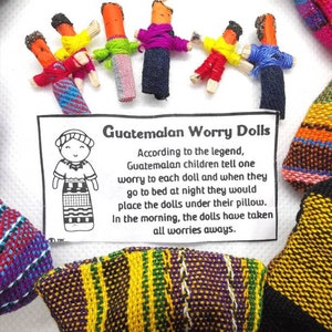 Guatemalan Worry Dolls, 6 Dolls in a Bag, Trouble Dolls for Stress Relief, Kids Party Favours, Thoughtful Friend Gift, Calming Anxiety Gift image 9