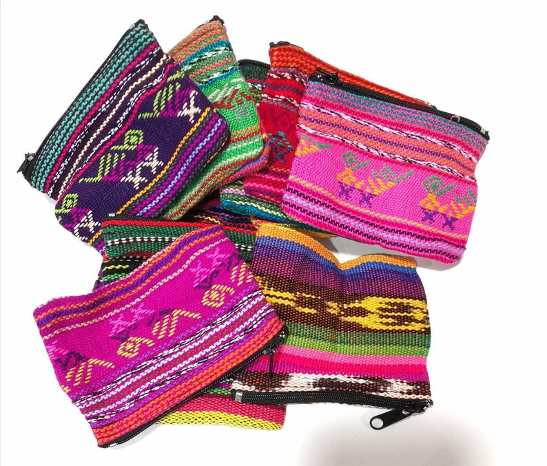 Guatemalan Fabric Coin Purse Change Purseset of 8 Zippered Etsy