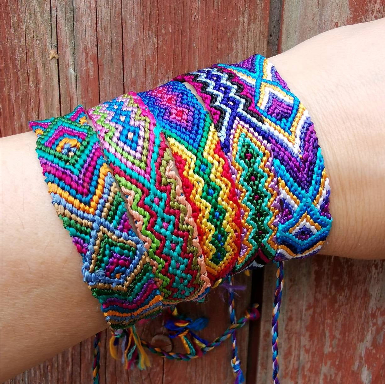 Silk Friendship Bracelets woven Bracelet braided Bracelet macrame knotted pattern wristband surfer Bracelet ethnic tribal Bracelet tie On Etsy UK