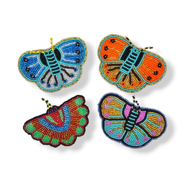 Barrette papillon, Barrette papillon en perles, Bijoux pour cheveux en perles, Forme de papillon, Multicolore, Barrette en perles de verre, Barrettes pour femme