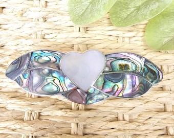Barrette Mother-of-Pearl Abalone Butterfly MOTHER OF PEARL, ABALONE INLAY BUTTERFLY SEASHELL BARRETTE  main image 3