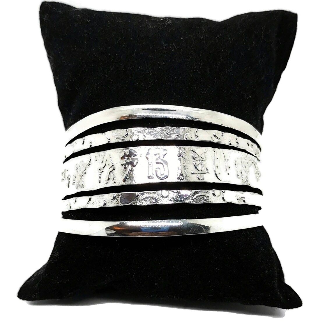 Mexican Bracelet Lucky Symbols Design Silver Plated Cuff Etsy UK