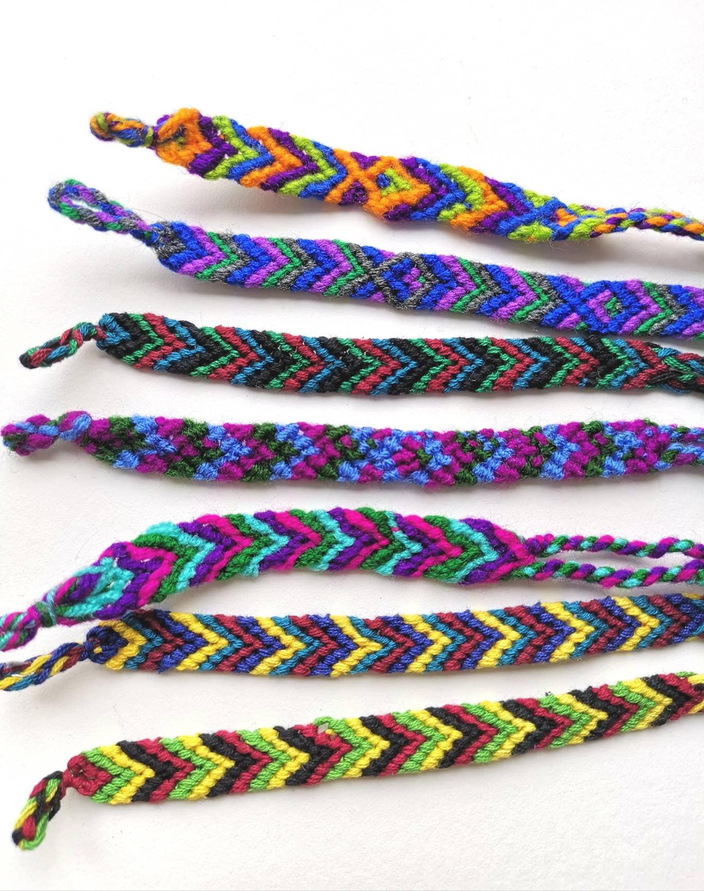 Woven Friendship Bracelets Wool Set of 7 Multi Color Etsy