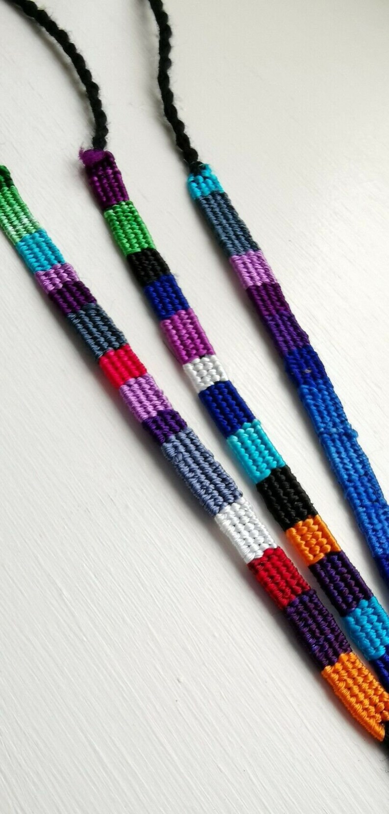 Festival Summer Bracelet Multi Colour Set of 2 Beach Hand woven Silk Friendship Bracelets Best friend Gift Flat Design Boho Chic