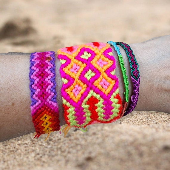 Boho Pulseras de Tela, Hilo ajustable, Pulsera de la Amistad