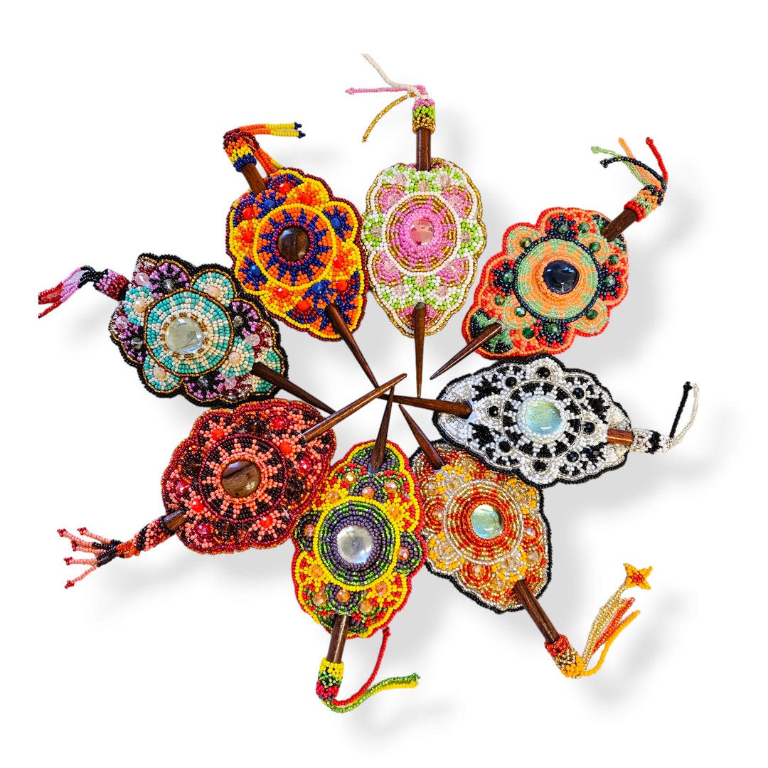 Beaded Hair Barrette Hair Clip With Wooden Slide Stick Resin Wood