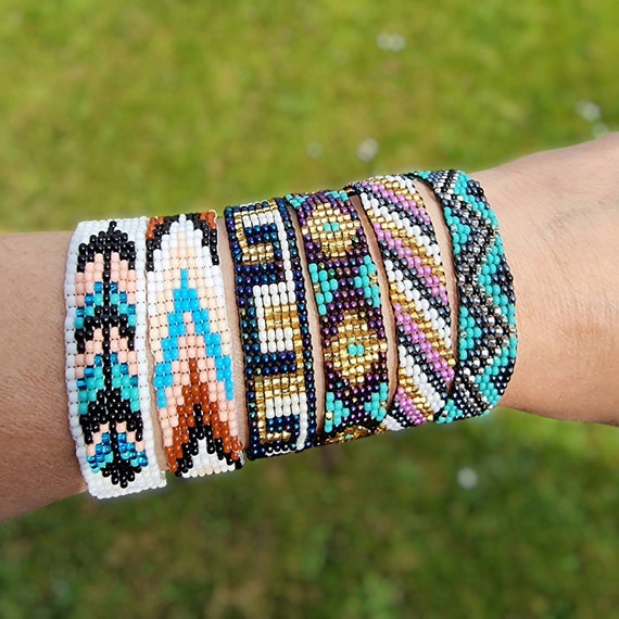 Huichol Inspired Seed Beaded Bracelet