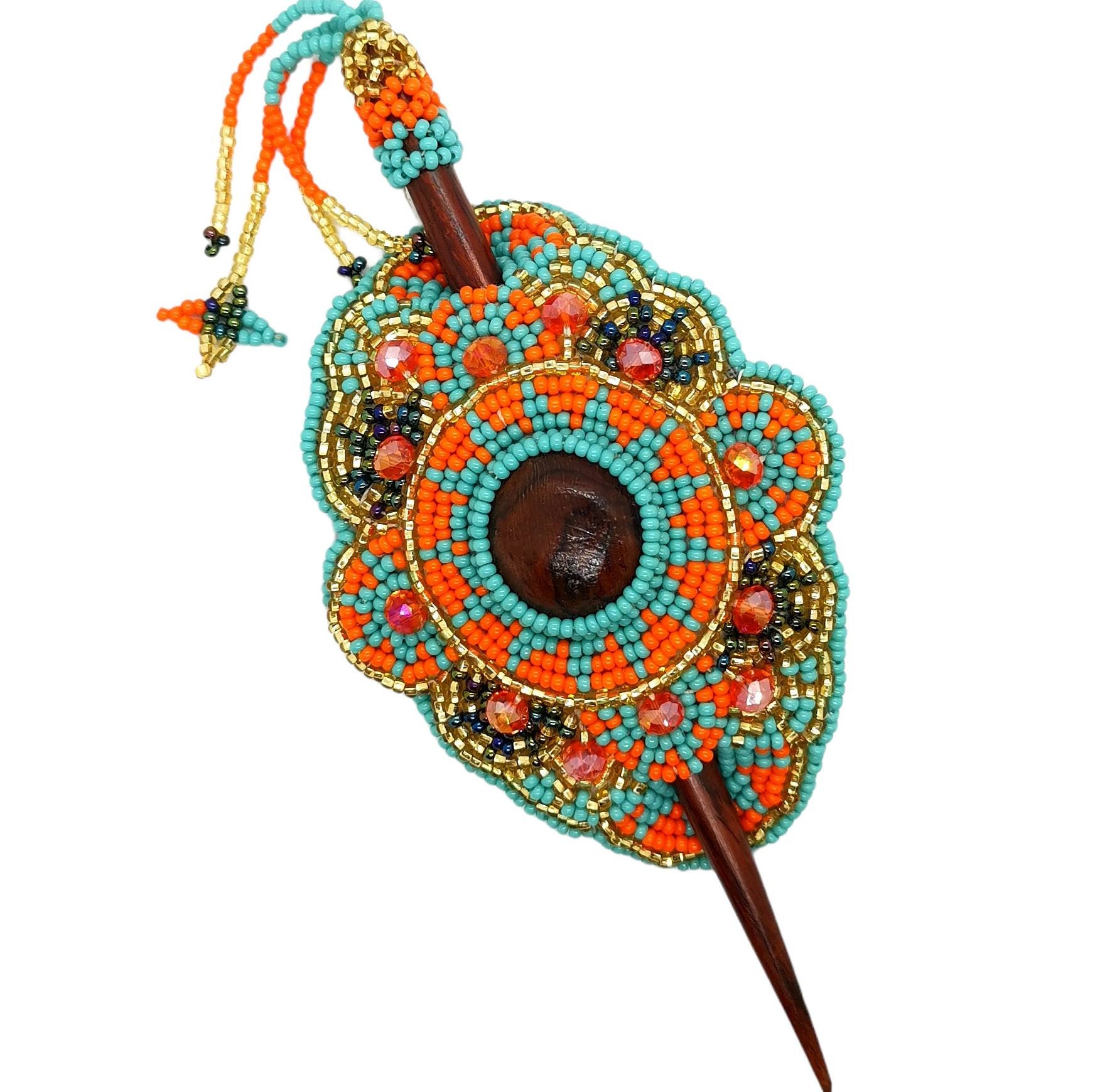 Beaded Hair Barrette Hair Clip With Wooden Slide Stick Etsy