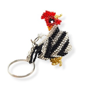Beaded Key Ring- Chicken - Dog- Sloth- Guatemalan Key ring charms- Animal Key Chain- Multicolour-Key accessories- Bag Charms-Bag Accessory Stripe Chicken