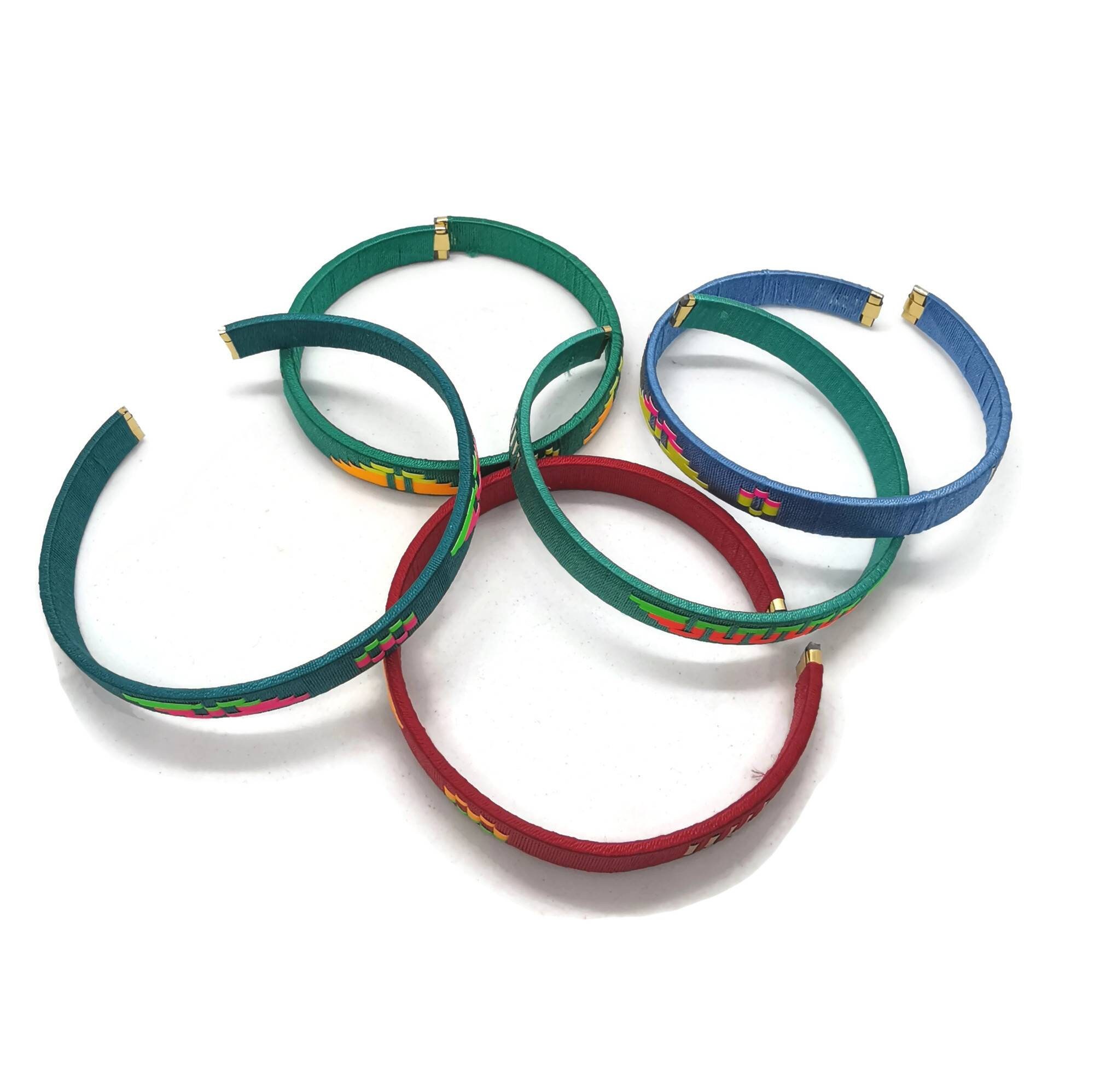 Wrap Bangle Cotton Wrap Bracelet Green Red Colour Bohemian Etsy UK