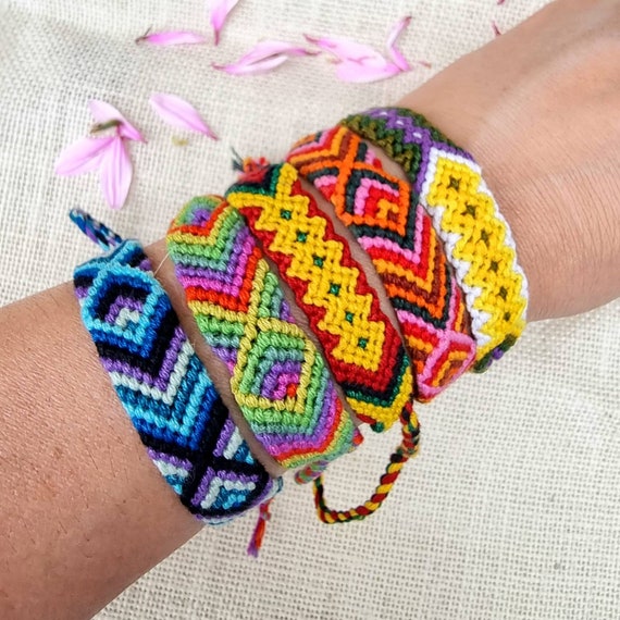Woven Friendship Bracelet-wide Bracelet-handmade-boho Jewelry-wish Bracelet-best  Friend Gift-macrame-tie on Bracelet-string Bracelets-ethnic - Etsy