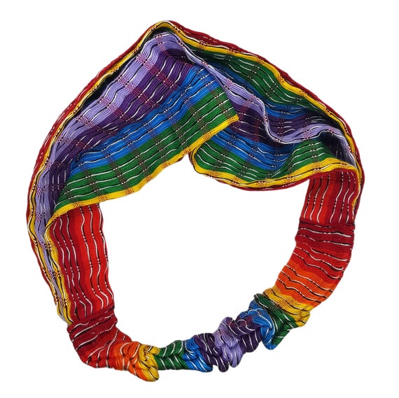 Multi Colour Stripe Headband- Expandable Hair Headbands - Women's Bandanas - Stretchy Bohemian Hair Wrap - Fair Trade - Rainbow - Alice Band