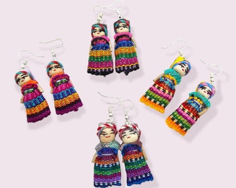 Worry Doll Earrings, Guatemalan Earrings, Anxiety Gift, Worry People, Bohemian Earrings, Fair Trade Earrings, Hippie Style, Doll Jewelry