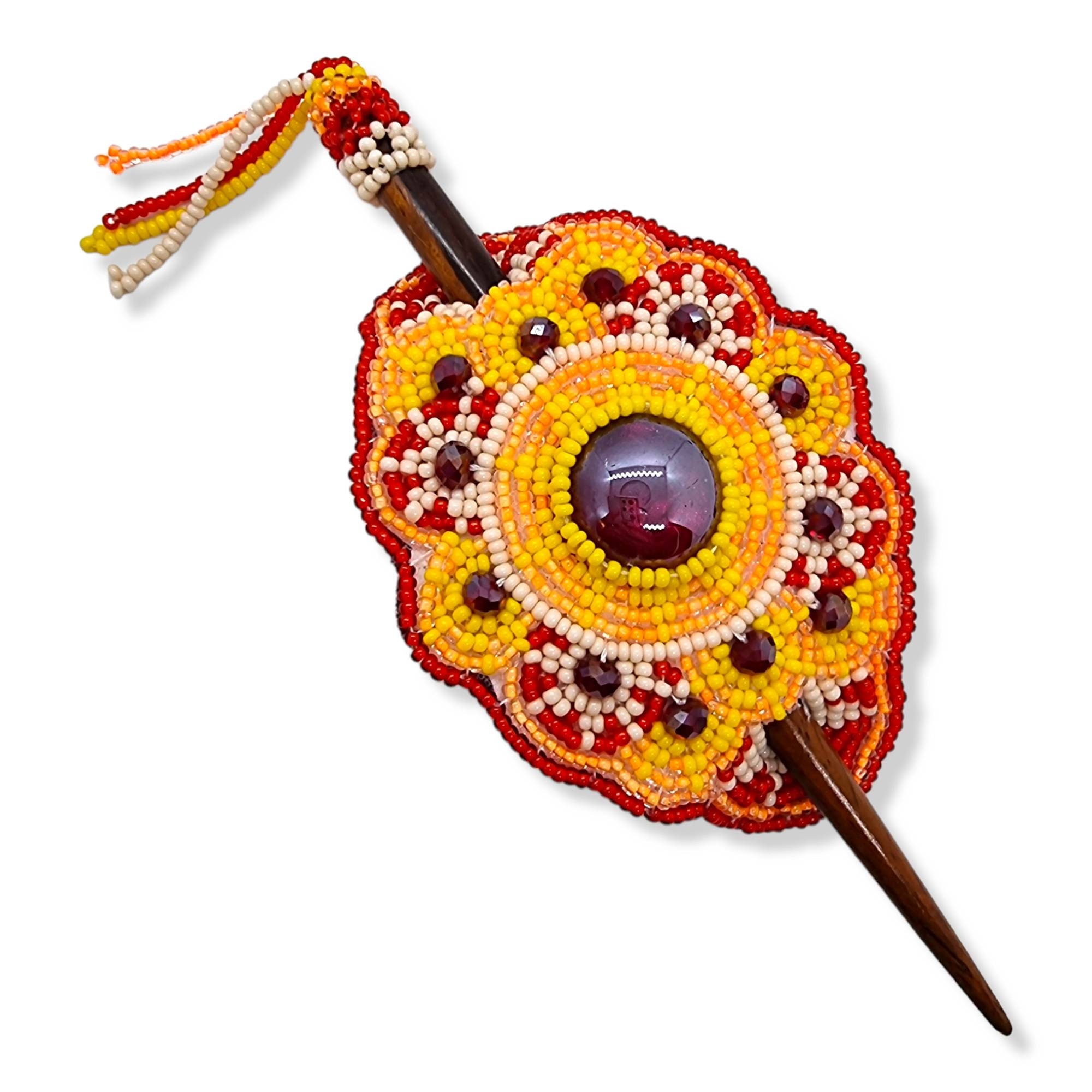 Beaded Hair Barrette Hair Clip With Wooden Slide Stick Etsy