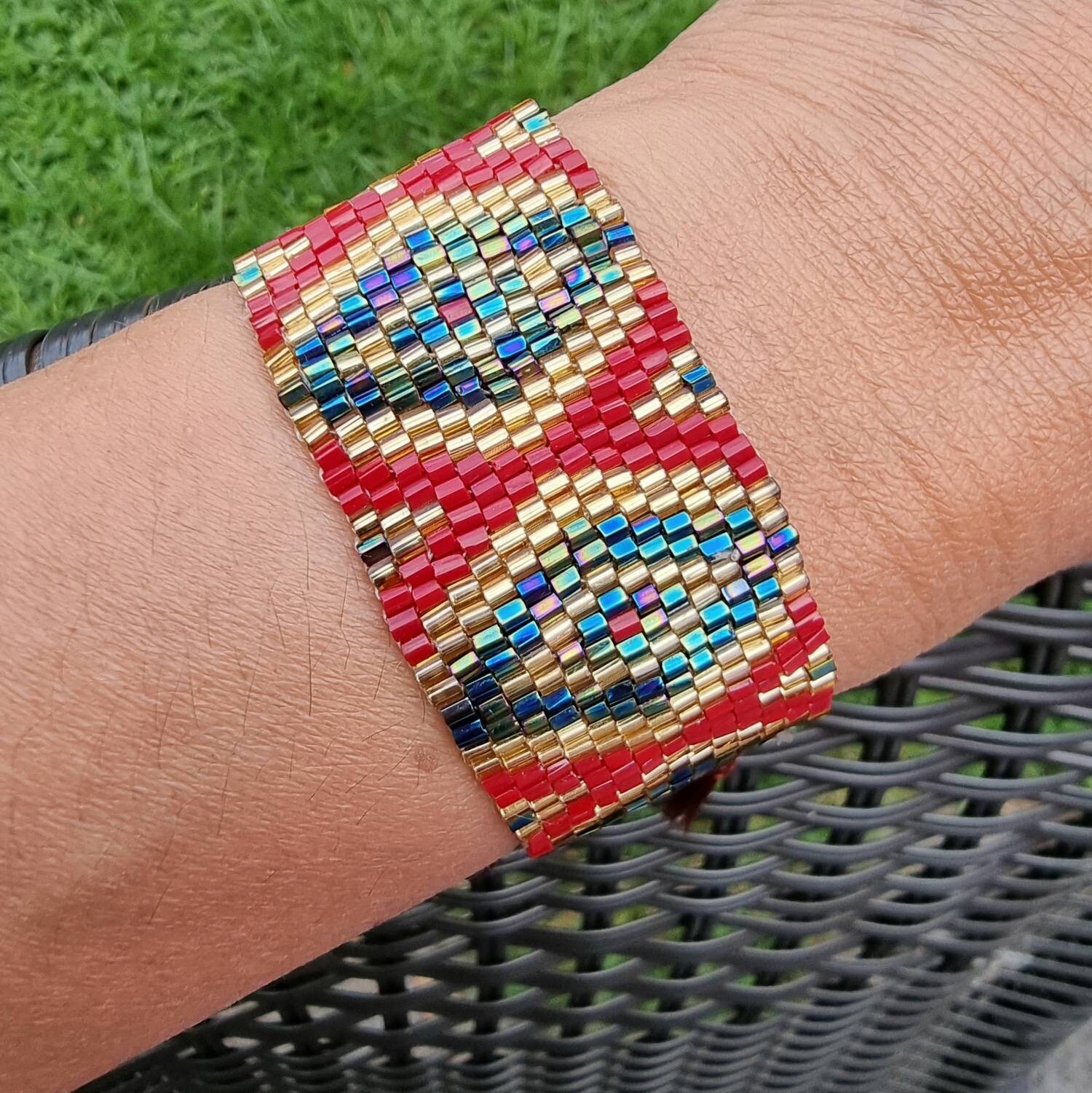 MIYUKI Beads Bracelet / Women Diamond Pattern /tassel Woven Etsy UK