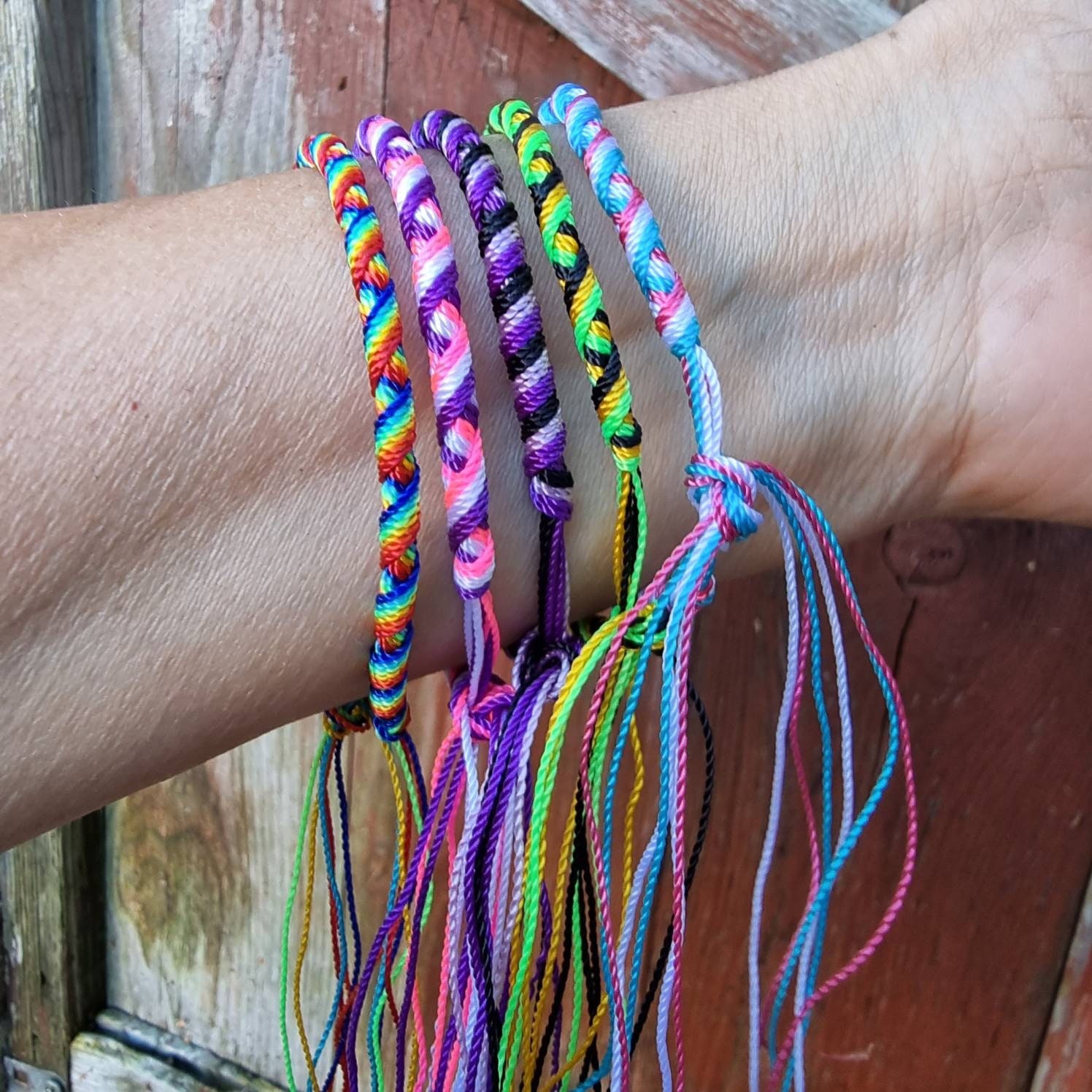 Tube Friendship Bracelets | Adjustable String Bracelet | Minimalist Festival Band | Everyday Wristband | Twisted Design | Neon Colours