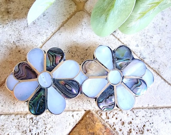 Barrette Mother-of-Pearl Abalone Butterfly MOTHER OF PEARL, ABALONE INLAY BUTTERFLY SEASHELL BARRETTE  main image 2