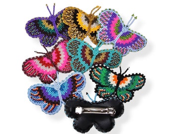 Butterfly Barrette, Beaded Butterfly Hairclip, Beaded Hair Jewelry, Butterfly Shaped, Multi Colour, Glass Bead Barrette,Hair Clips for Women