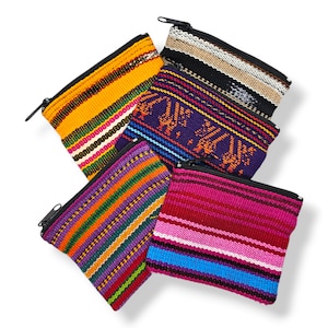 Porte-monnaie tissé guatémaltèque - sac pour pièce de monnaie bohème chic - petit sac à main à fermeture éclair - pochette hippie - sac à main ethnique fait main - cadeau enseignant - porte-cartes de crédit