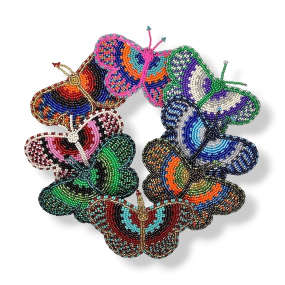 Butterfly Beaded Barrette, Butterfly Hairclip, Beaded Hair Jewelry, Butterfly Shaped, Multi Colour, Glass Bead Barrette,Hair Clips for Women