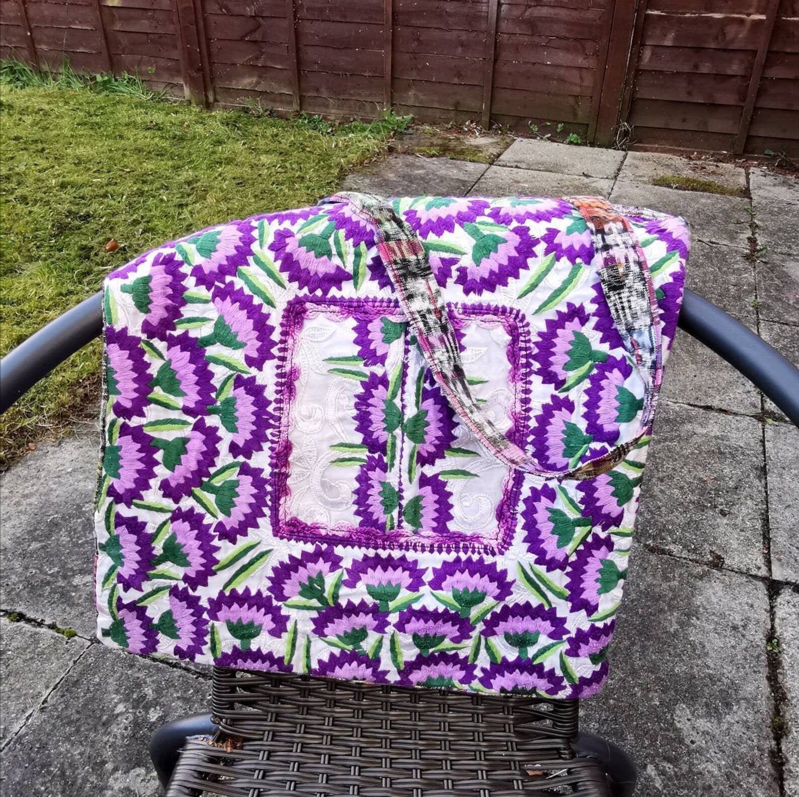 Embroidered Tote Shoulder Bag Square Tote Bag Huipil Floral Etsy UK