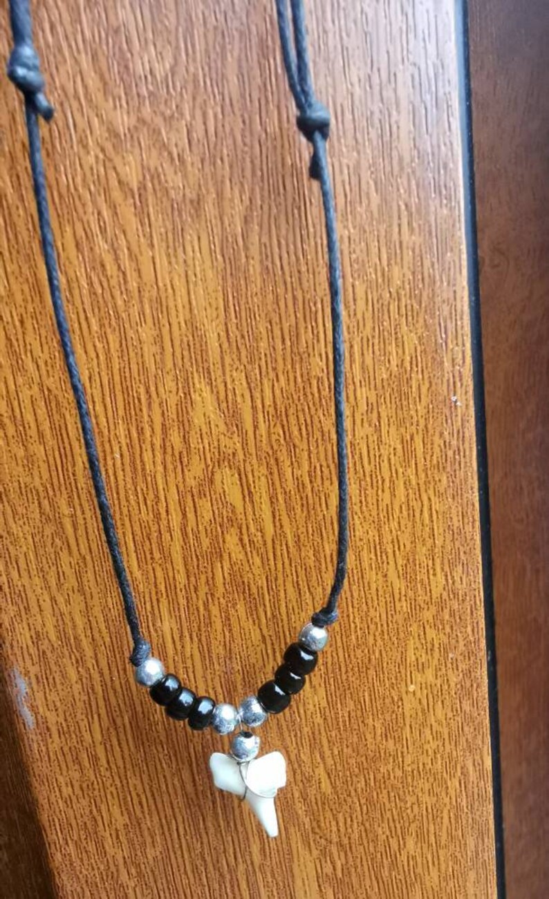 Shark Tooth Necklace Shark Tooth Pendant Men's Beaded - Etsy UK
