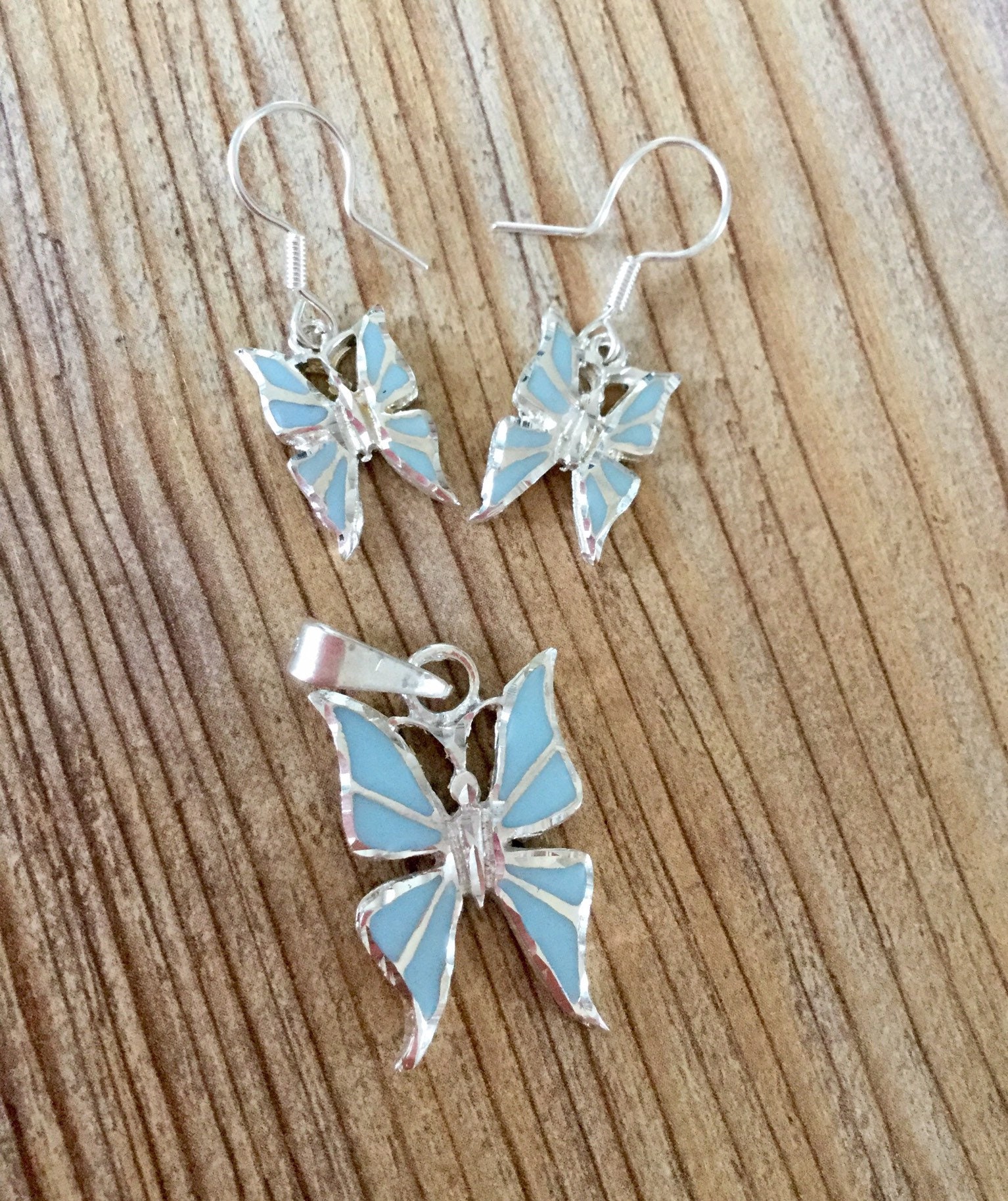 Butterfly Earrings Pendant Set Light Blue Color Silver Plated Mexican  Jewelry Insect Jewelry Gift for Mom Boho Chic Jewelry Animal Lover -   Canada