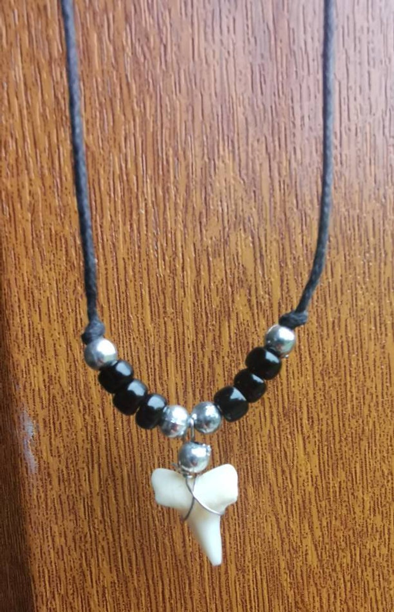 Shark Tooth Necklace Shark Tooth Pendant Men's Beaded - Etsy UK