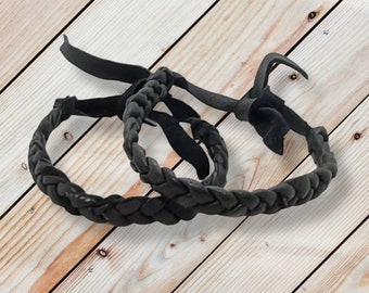 Braided Leather Bracelet / Black Colour / Simple Design Bracelet / Minimalist Leather Bracelet / Unisex / Gift Bracelet / Soft Leather