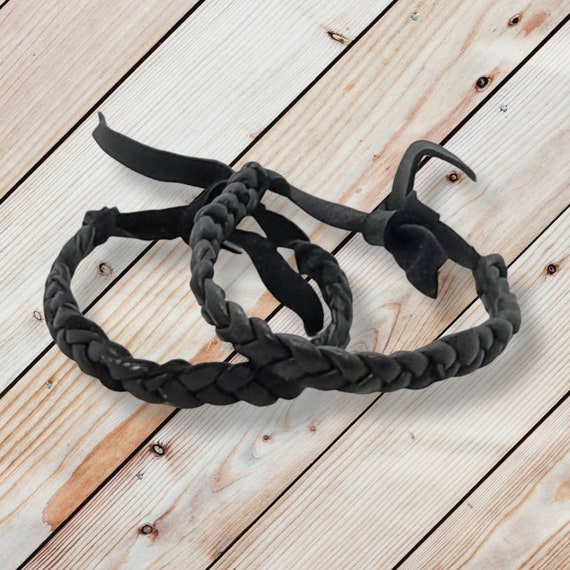 Braided Leather Bracelet / Black Colour / Simple Design Bracelet