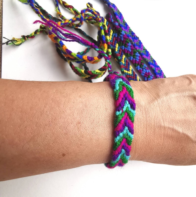 Woven Friendship Bracelets Wool Set of 7 Multi Color Etsy