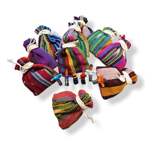 Guatemaltekische Sorgenpuppen, Angst Geschenk, Sorgen Leute, 6 Miniaturpuppen in 1 Tasche, Ärgerpuppen, Partygeschenke, Sorgenpuppen für Kinder