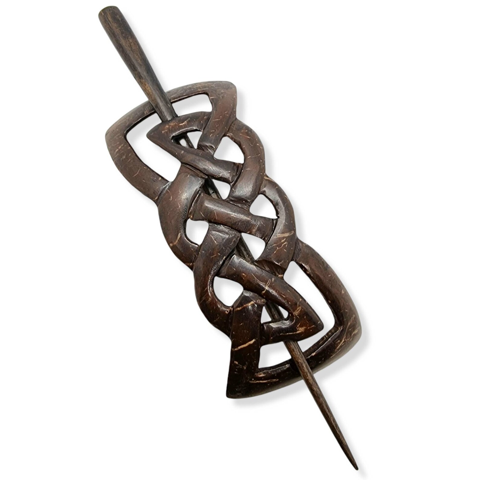 Carved Coconut Shell Hair Barrette / Hair Slide With Stick / Etsy