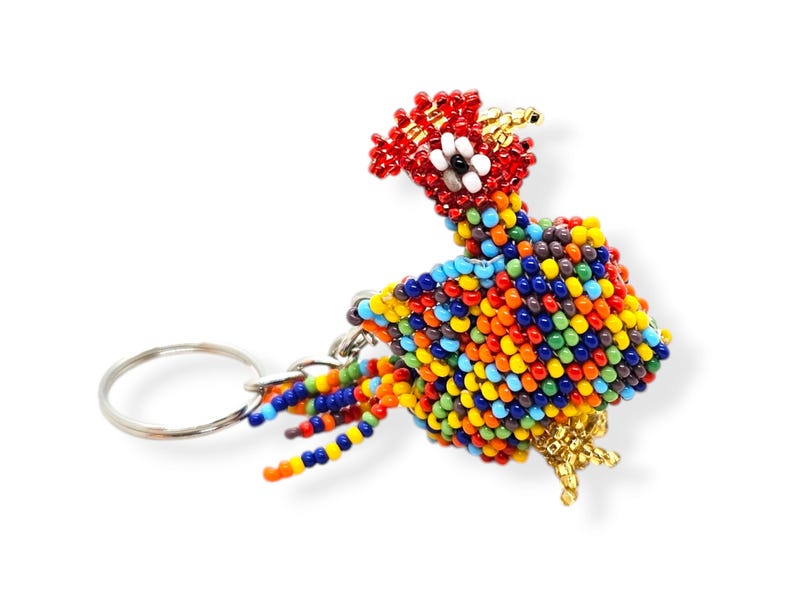 Beaded Key Ring- Chicken - Dog- Sloth- Guatemalan Key ring charms- Animal Key Chain- Multicolour-Key accessories- Bag Charms-Bag Accessory Multicolour Chicken